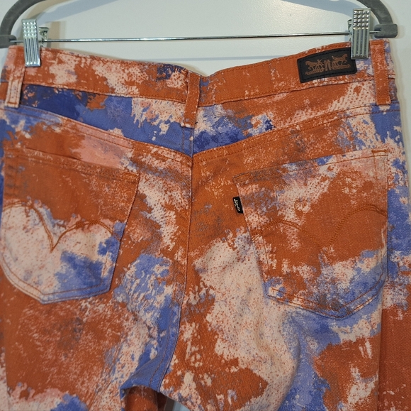 Levis Tie Dye Splotched Midrise Skinny Jeans Orange Blue Cotton Stretch Sz 31 - Picture 9 of 13